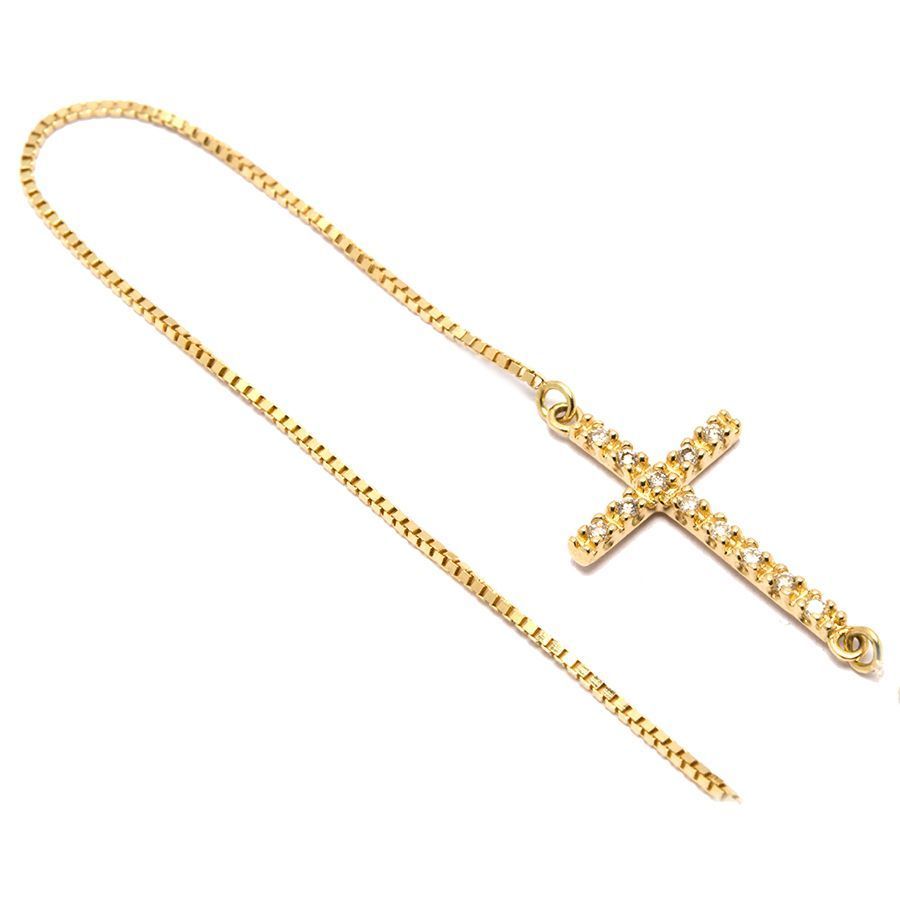 Colar Cruz com Brilhante em Ouro 18 Kilates - 21308